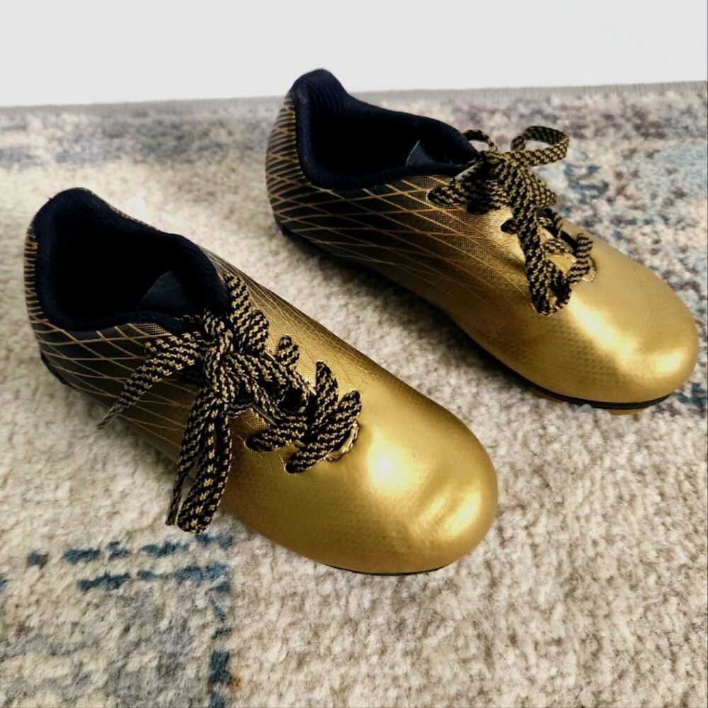 DSG Youth 9K Soccer Cleats Black Gold Active Kids Shoes Lace Up Athletic